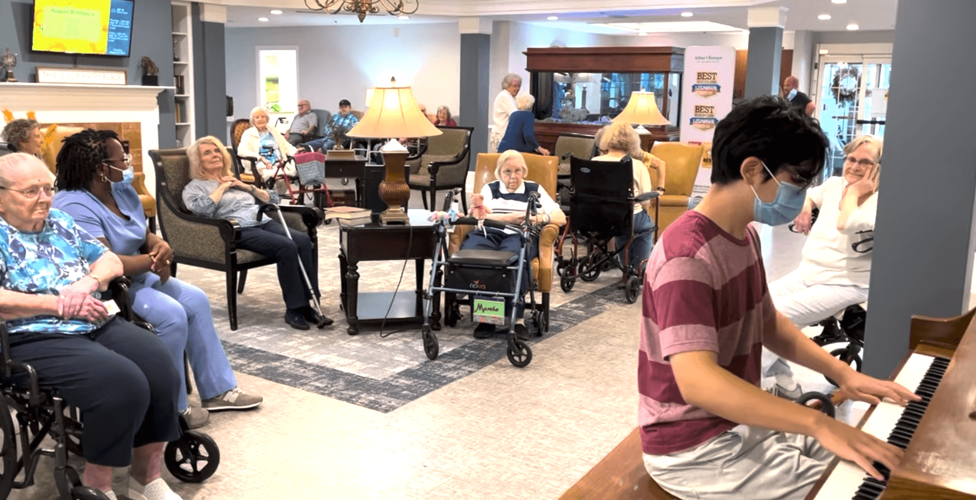 Performing piano at senior living center